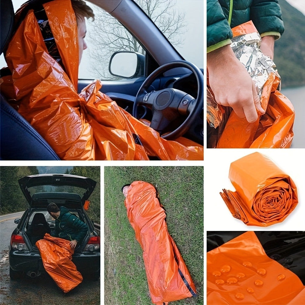 Emergency Sleeping Bag 4-Pack with Survival Whistles – Mylar Thermal Blanket Shelter Bag, Lightweight Waterproof Bivy Sack for Camping