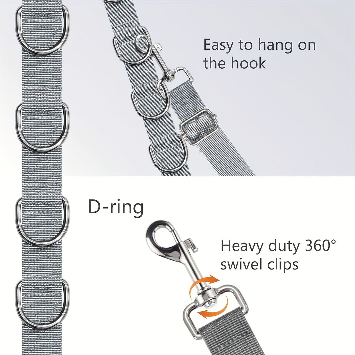 Dog Grooming Traction Rope Set 3pcs – Adjustable Restraint Loop with Rings, No Battery Needed, Pet Bathing & Styling Restraint Accessories