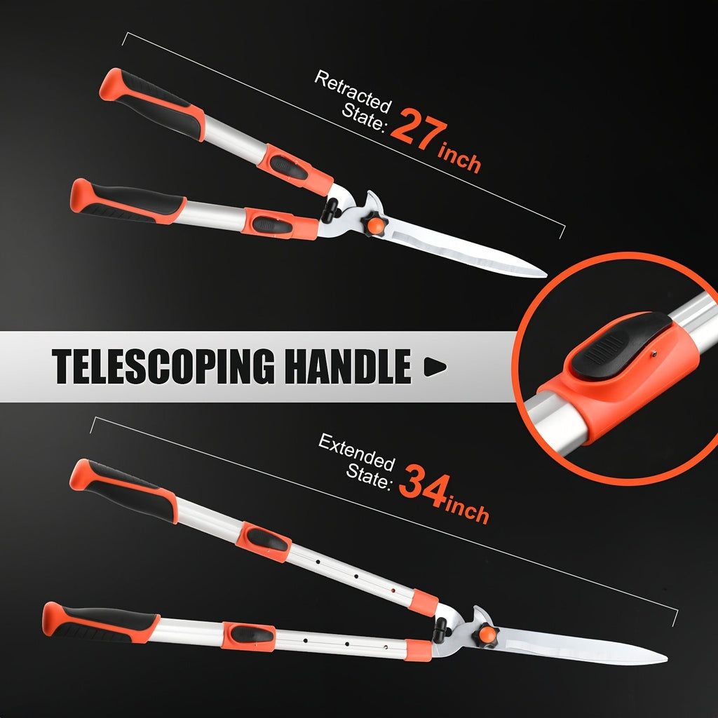 Long Reach Pruning Shears 18-38 Inch Extendable – Non-Stick Steel Blades Cut 2" Branches, Shock-Absorbing Handle
