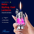 Metal Horse Lantern Lighter Cool Grinding Wheel Design – Refillable Adjustable Flame Windproof Lighter, Creative Mood Light Novelty Lighter