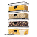 Food Storage Containers Four-Pack 108 oz PP Pantry Set with Gull-Wing Locks and Black Lids