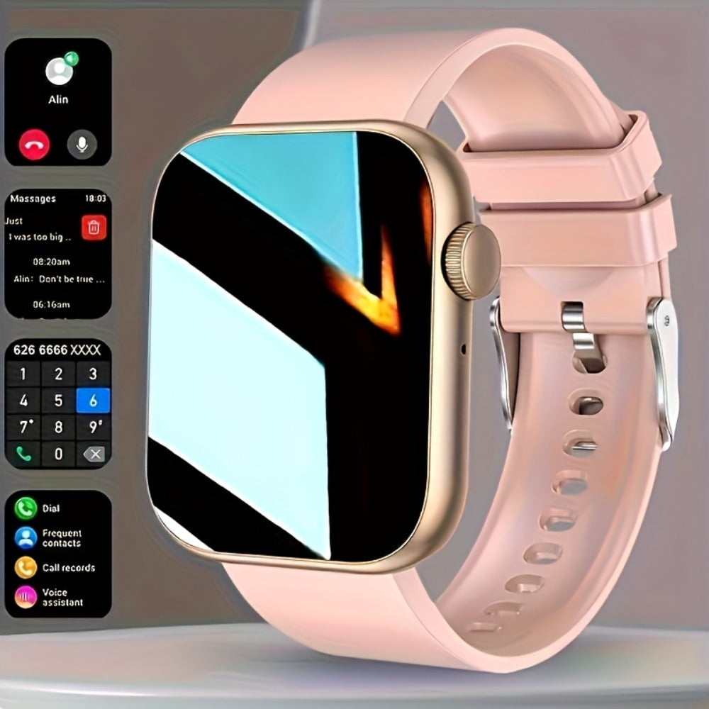 Smart Watch 1.83-Inch Edge-to-Edge Touch Display with Custom Faces, Calling and Black or Pink Bands