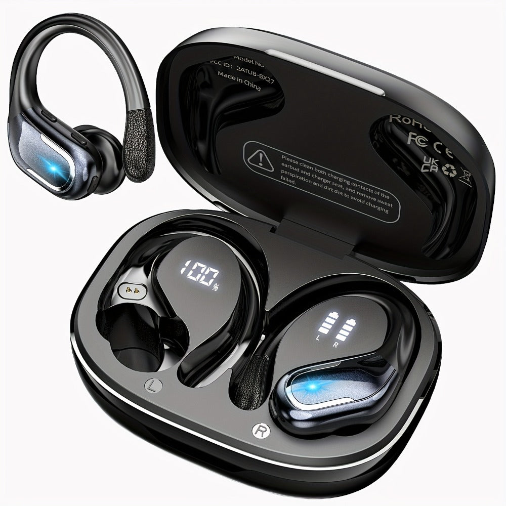 LIFEBEE Earhook Wireless Earbuds Dual LED Display ENC Noise Canceling Pure Bass for Bedside Audio, Alarms and Room Entertainment