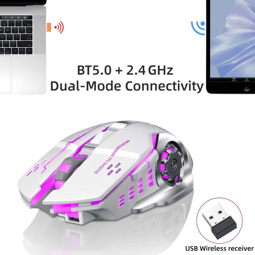 Bluetooth 5.0 2.4G Dual Mode Wireless RGB Gaming Mouse Silent 6 Button USB-C Rechargeable for an Everyday Personal Care Routine