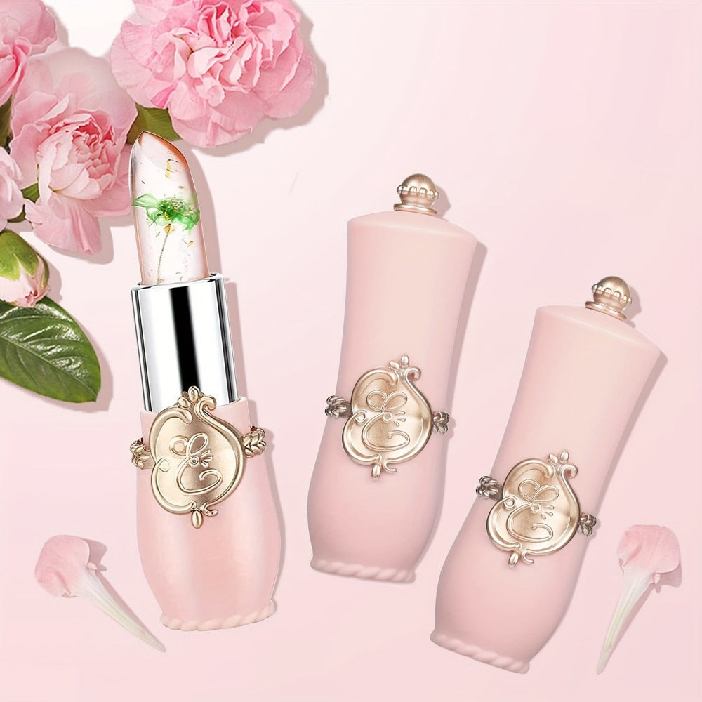 Lipstick Set, 12-Piece Flower-Core Jelly Collection with Pink-and-Black or Black-and-Black Case Options