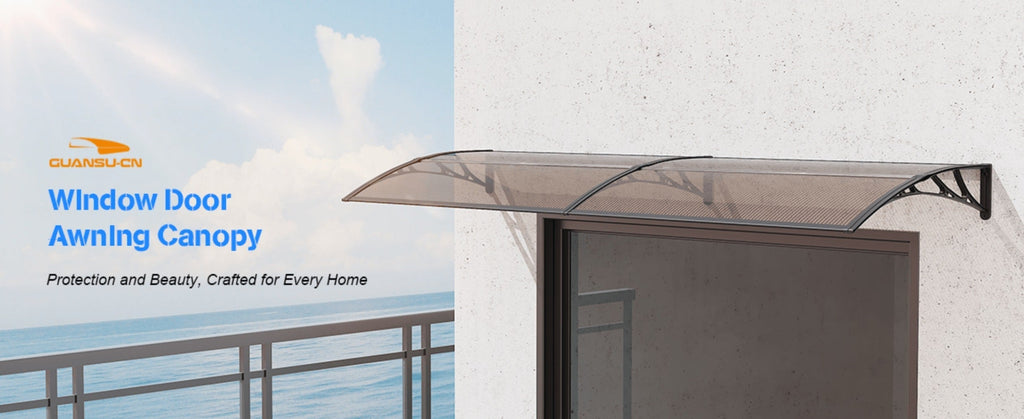Window Awning Door Canopy Polycarbonate Overhang, UPF 50+ UV & Rain Protection, Leak-Proof Hollow Sheet