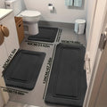 Three-Piece Bathroom Mat Set with 50 × 120, 50 × 80 and 50 × 60 cm Rugs in Five Solid Colors