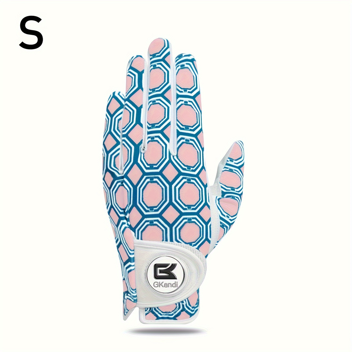 Women's Golf Gloves Left Hand with Ball Marker – All-Weather Grip Leather Golf Glove for Ladies Right-Handed Golfers, Colorful Design