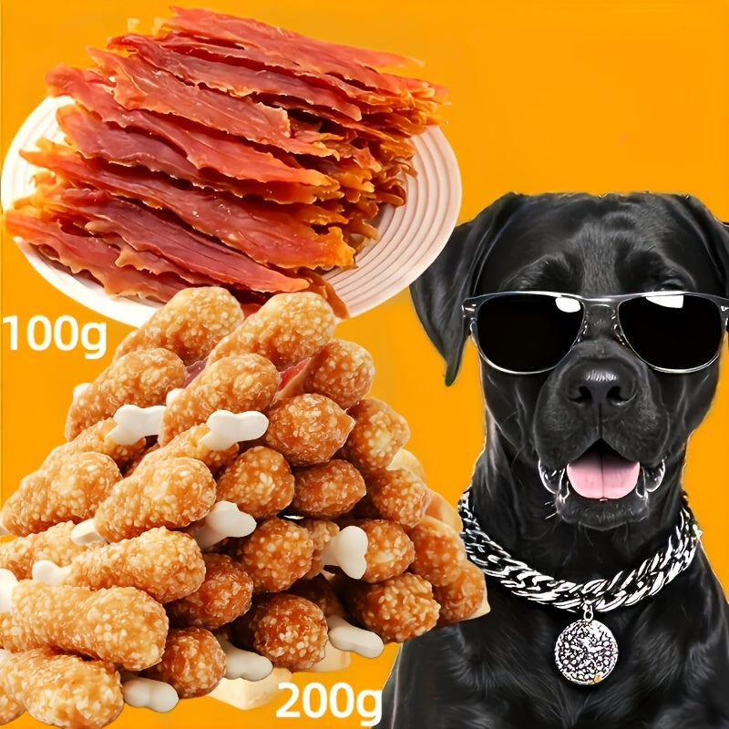 Dog Treats Bone-Shaped Chew Sticks with Duck Jerky, Duck Sausage and Six Retained Bundle Options