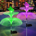 Solar Garden Lights Butterfly Jellyfish Stakes with Gradient Color Change in 2- or 4-Pack Sets