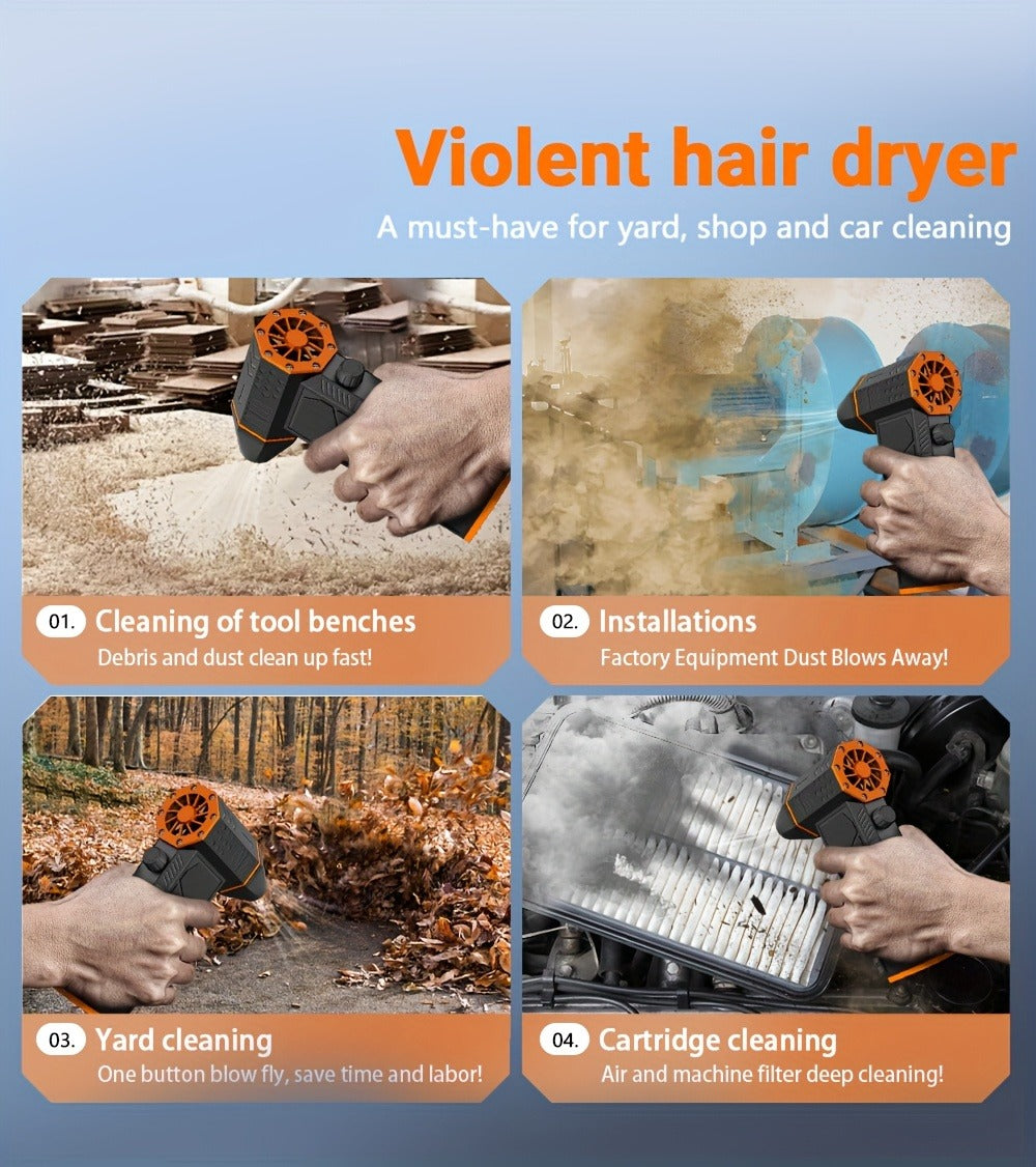 Orange-and-Black Turbine Air Duster with Four Power and Accessory Set Checkout Options Pictured