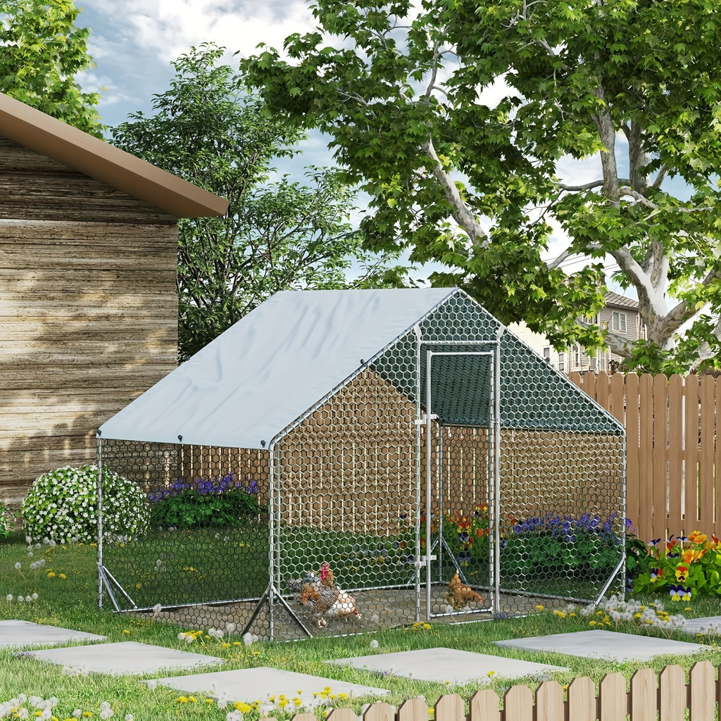 Metal Chicken Run Walk-in Poultry Enclosure with UV Protection - Dome Flat & Spire Roof Styles