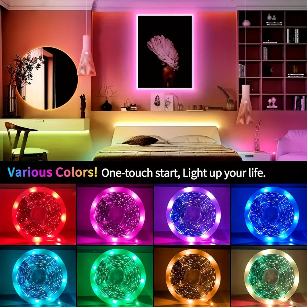 LED Strip Light RGB 100ft Two-Roll Kit with 44-Key Remote, Included Power Supply and Adhesive Backing