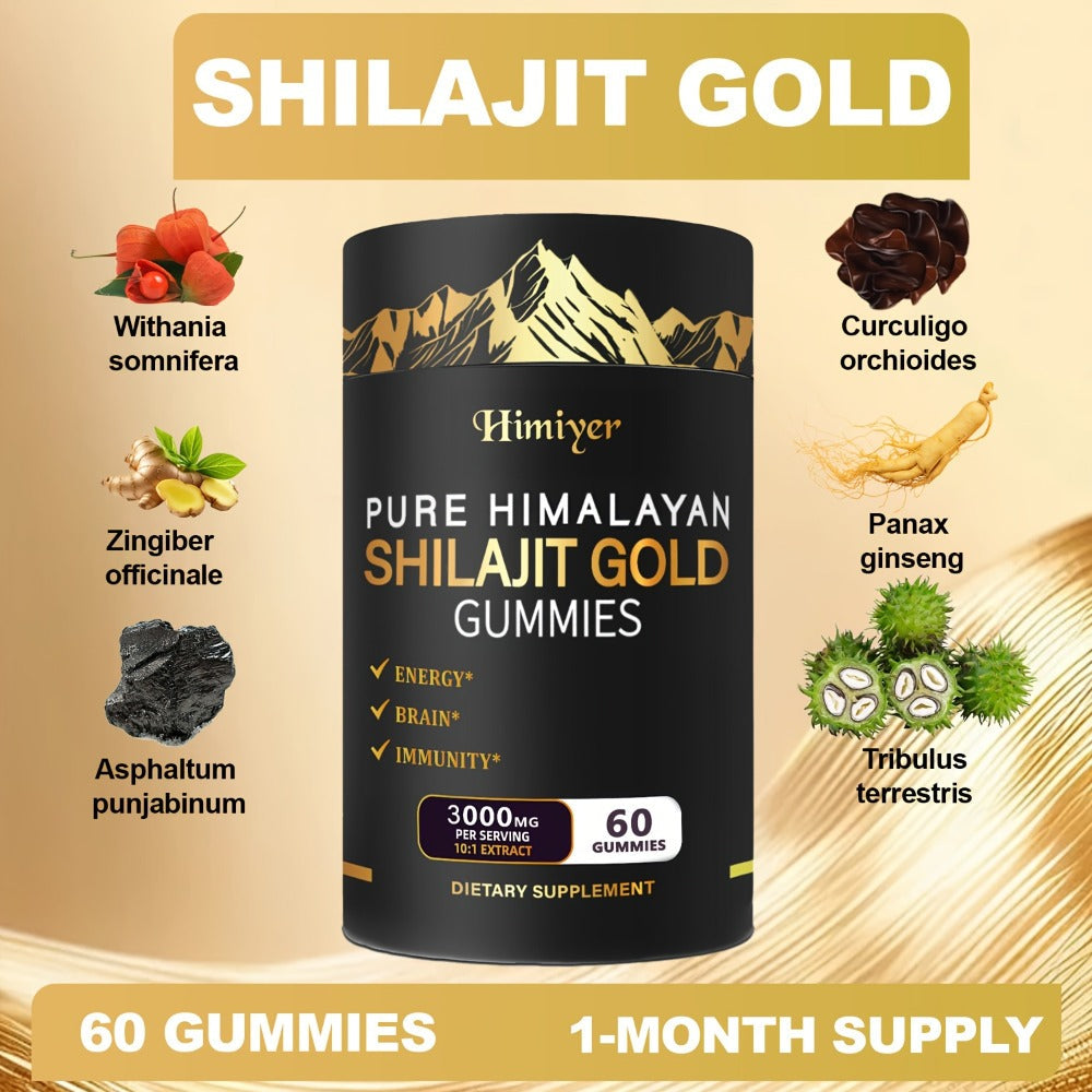 Himalayan Shilajit Golden Gummies with Panax Ginseng Ginger Tribulus 10:1 Extract for Bath Time, Home Spa and Personal Care