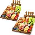 Rectangular 13.78 x 9.76-Inch Charcuterie Board Set with Four Knives in One- or Two-Set Options
