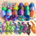 Dragon Egg Decorative Sculpture Set 40-Piece, 20 Mini Dragons & 20 Dragon Eggs Figurines, 4.92" Dragons & 2.2" Eggs