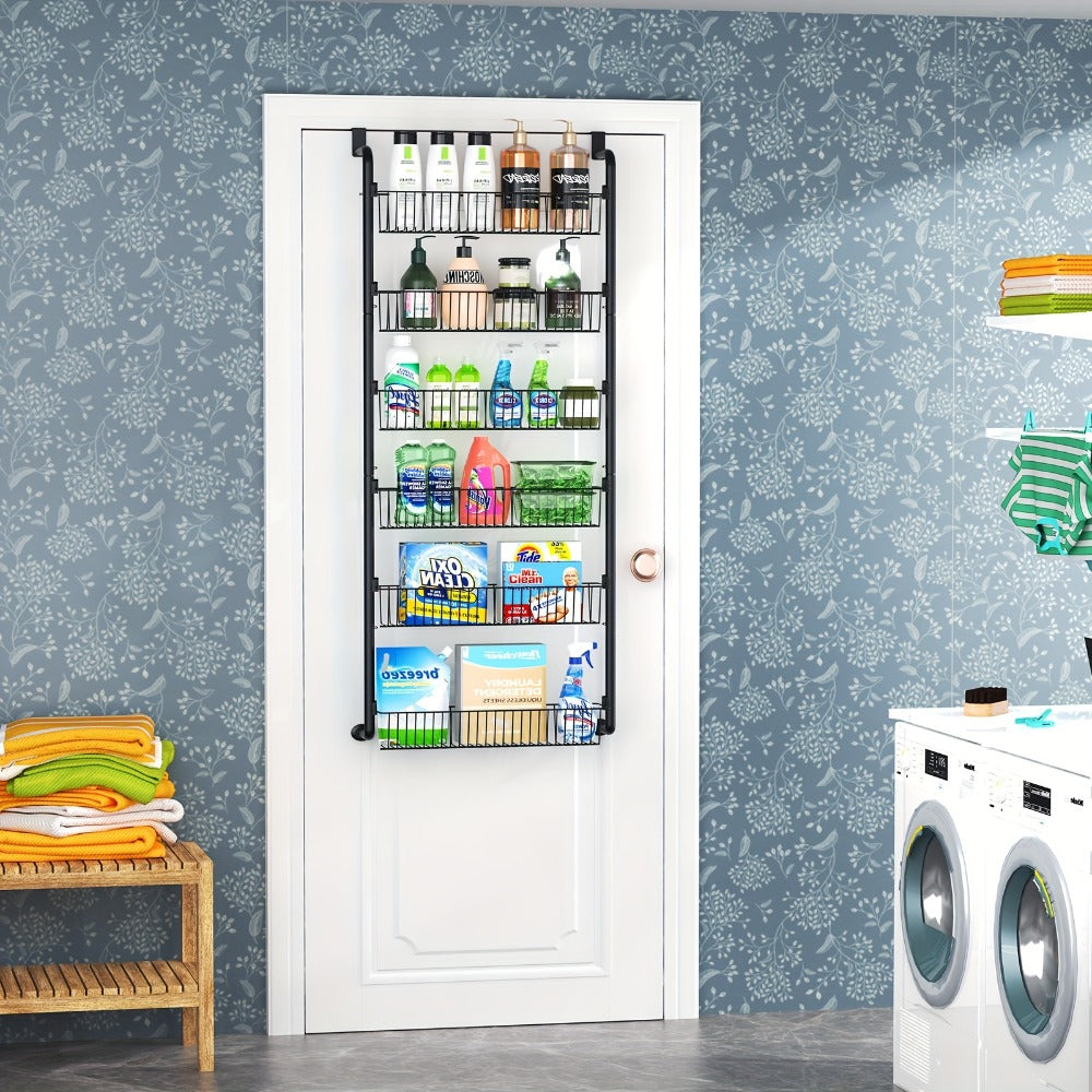 Over The Door Organizer – Multi-Layer Pantry Storage Rack for Kitchen Bathroom Laundry Room, Space Saving Door Hanging Shelf