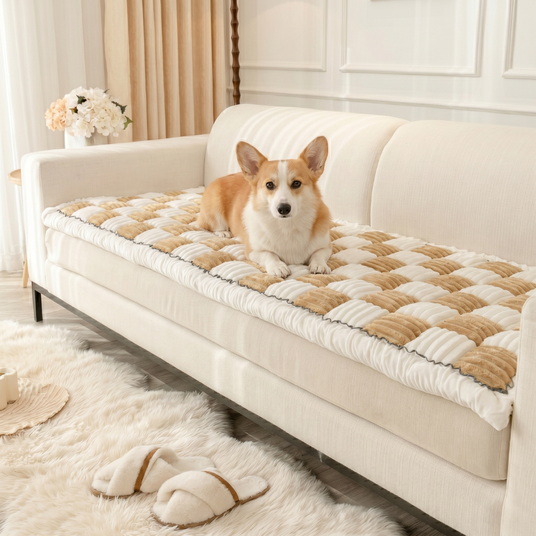 Padded Dog Couch Cover and Bed Beige / S [ARMCHAIR] (24 in x 24 in)