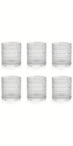 Clear Hobnail Drinking Glasses, Six-Piece 13-Ounce Tumbler Set with Embossed Dot Pattern for Table Settings