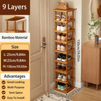 Bamboo-Labeled Freestanding Shoe Rack with Six- or Nine-Layer Checkout Options and Square Shelves