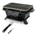 Cast Iron Charcoal Grill Portable Hibachi Tabletop BBQ Grill 16x11in Double-Sided Grate for Grilling, Camping and Outdoor Meals