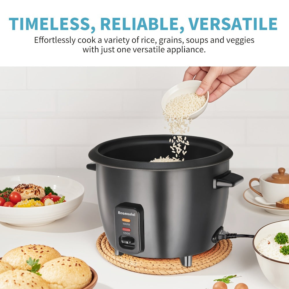 Rice Cooker & Yogurt Maker 3-Cup Nonstick, 1.5Qt Multicooker with Auto Keep, One-Touch Operation