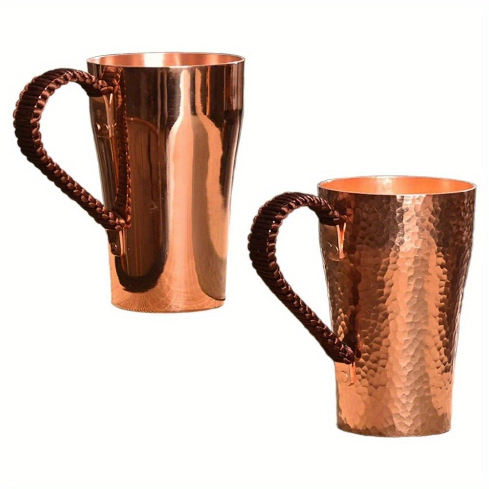 Handcrafted Copper Mug with Hammer Pattern – Pure Copper Coffee Mug, Tea Cup & Water Vessel – Artisan Copper Drinking Cup for Moscow Mule