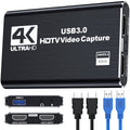 HDMI Capture Card with Microphone & 4K Loop-Out for Streaming, 1080P 60fps USB Video Recorder for Gaming