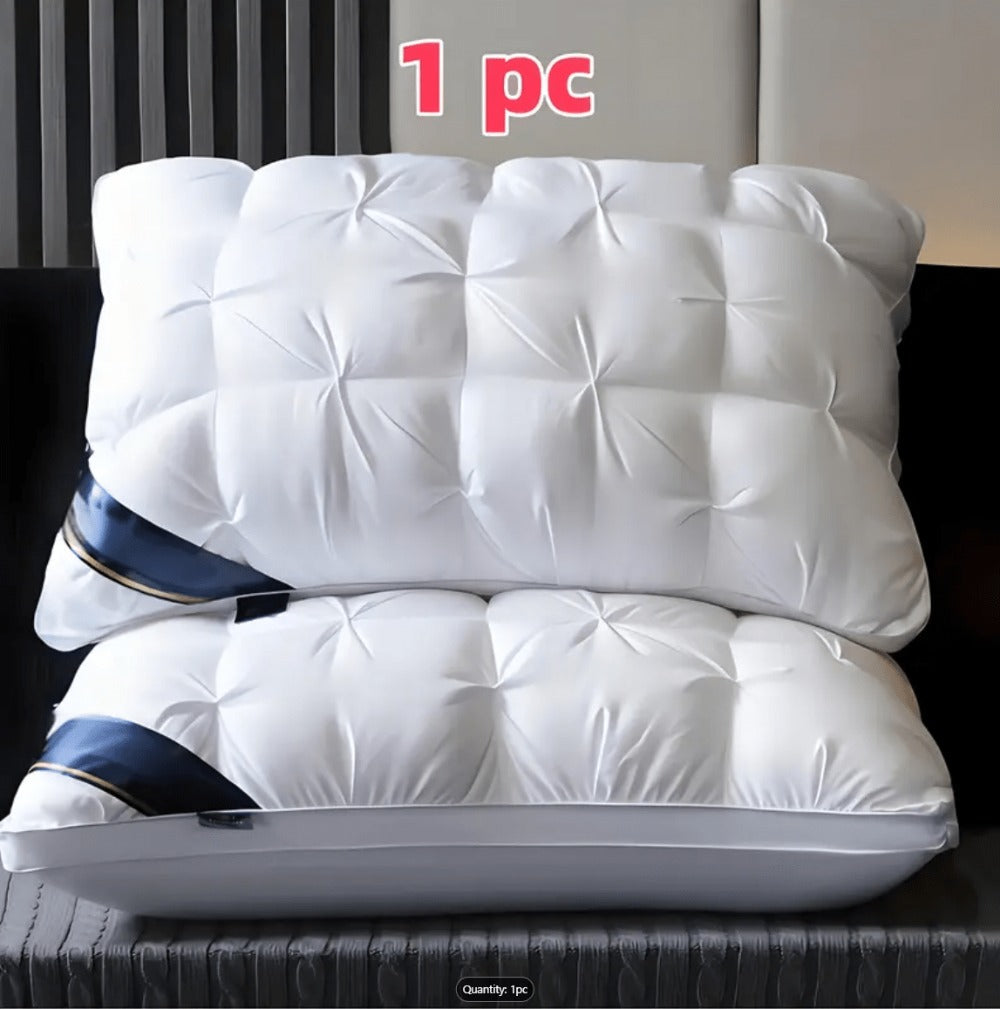 Hotel Quality Pillow Soft Polyester Fiber Deep Sleep Neck Support – No Collapse All Season Machine Washable Satin Cover Zipper Closure White