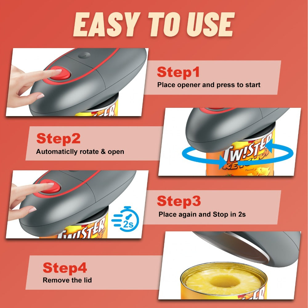 Automatic Can Opener Hands-Free | Electric Battery-Powered One-Touch Can Opener for All Can Sizes, Safe Smooth Edge