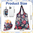 Reusable Grocery Bags Foldable Nylon Tote Bags Waterproof Washable Eco-Friendly Shopping Bag Set with Cute Floral Stripe Polka Dot Leopard