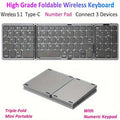 Foldable Bluetooth Keyboard with Numeric Keypad Triple Fold BT5.1 3-Device Multi-Switch USB-C for an Everyday Personal Care Routine
