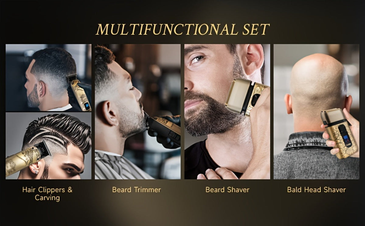 Foil Shaver for Men 2-in-1 Hair Clipper & Beard Trimmer Grooming Kit - Cordless Rechargeable Electric Razor for Face Mustache Bald Head