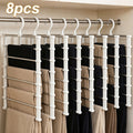 Pants Hangers Foldable Multi-Layer Stainless Steel | Non-Slip Space Saving Closet Organizer for Jeans Leggings Scarves Trousers | 4 or 8