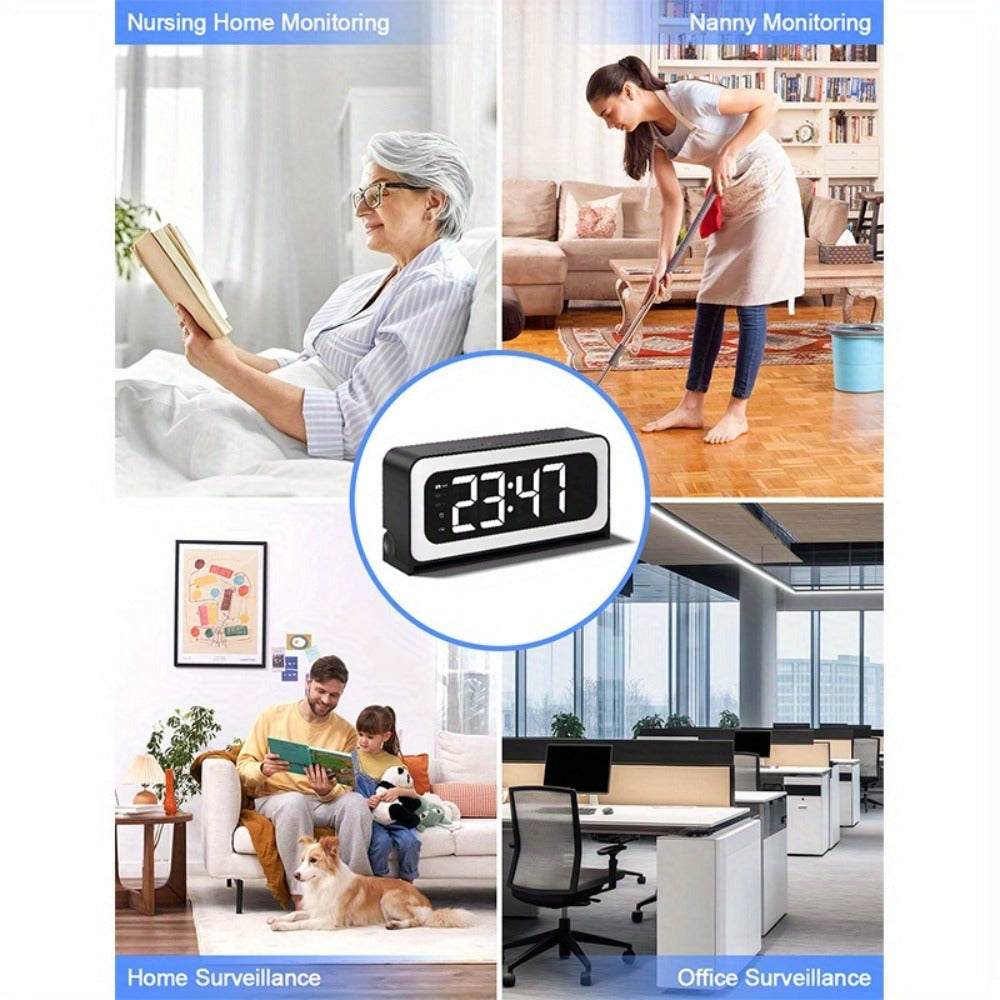 Security Camera 2K Clock-Format Model with Dual-Band WiFi, Color Night Vision, Motion Detection and Two-Way Talk