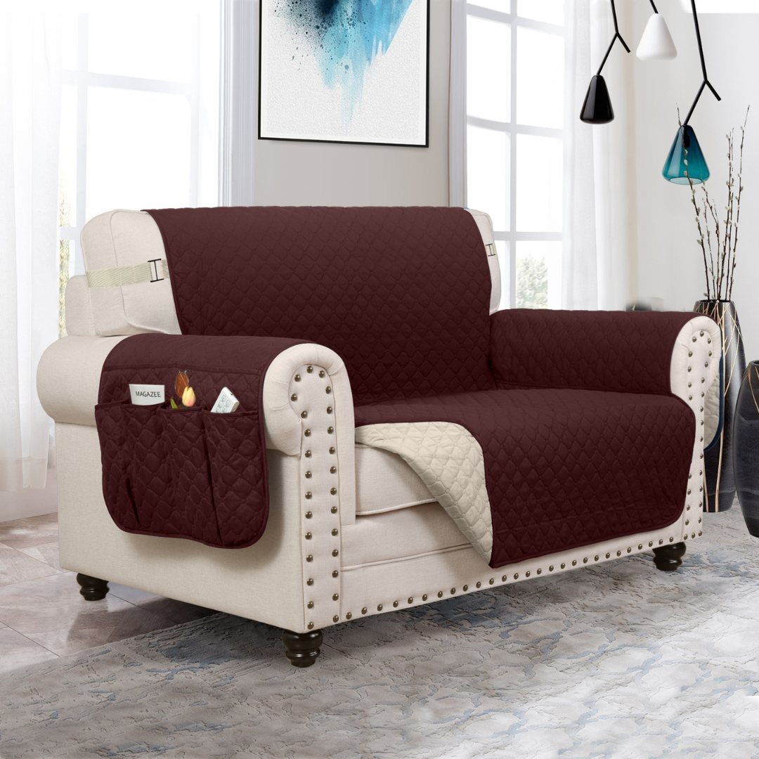 Dog Furniture Protector Cover Brown / Beige / Loveseat (58 IN X 40 IN X 14 IN)