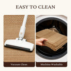 Braided Woven Indoor Rug with 2 x 3-Foot to 6 x 9-Foot Sizes and One Two-Piece Gray Mat Set