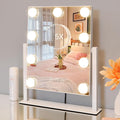 Makeup Mirror with Nine Bulb-Style LEDs, Three Light Colors, Touch Memory, 360° Rotation and Optional 5X Mirror