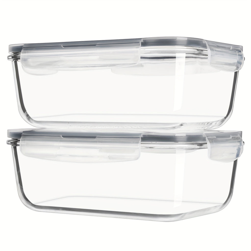 Food Storage Containers Two-Pack 63 oz Glass Set with Snap-Lock Lids in Gray or Green for Oven and Microwave Use