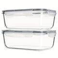 Food Storage Containers Two-Pack 63 oz Glass Set with Snap-Lock Lids in Gray or Green for Oven and Microwave Use