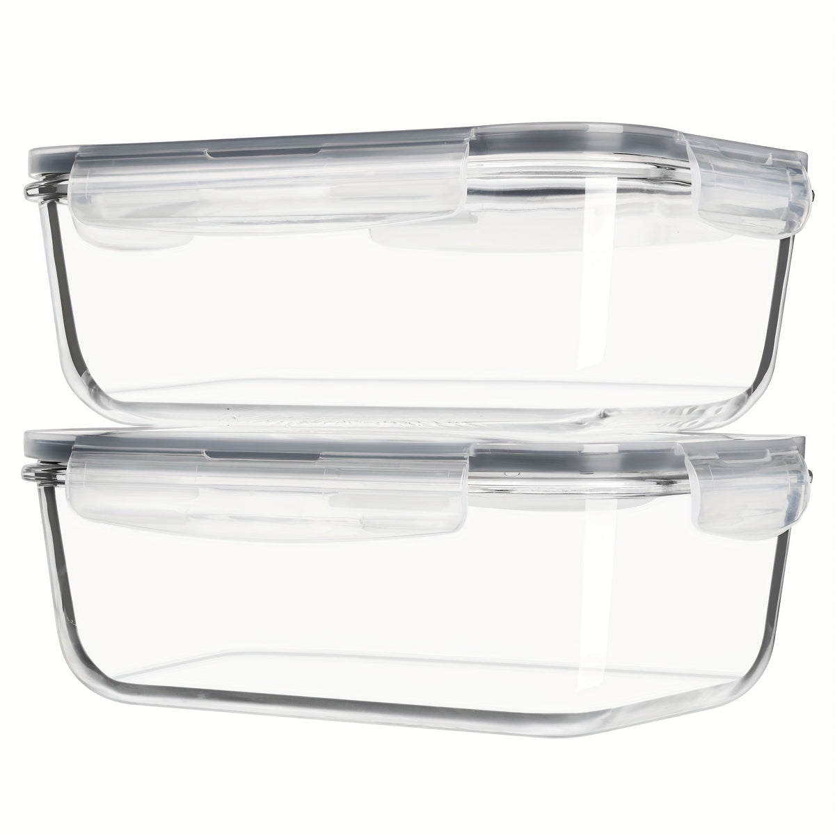 Food Storage Containers Two-Pack 63 oz Glass Set with Snap-Lock Lids in Gray or Green for Oven and Microwave Use