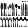 20-, 24-, 30- or 65-Piece Flatware Set in Silver or Black with Option-Specific Serving Utensils