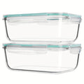 Large Glass Food Storage Containers with Lids 2 Pack, 63oz Borosilicate Glass Meal Prep Containers