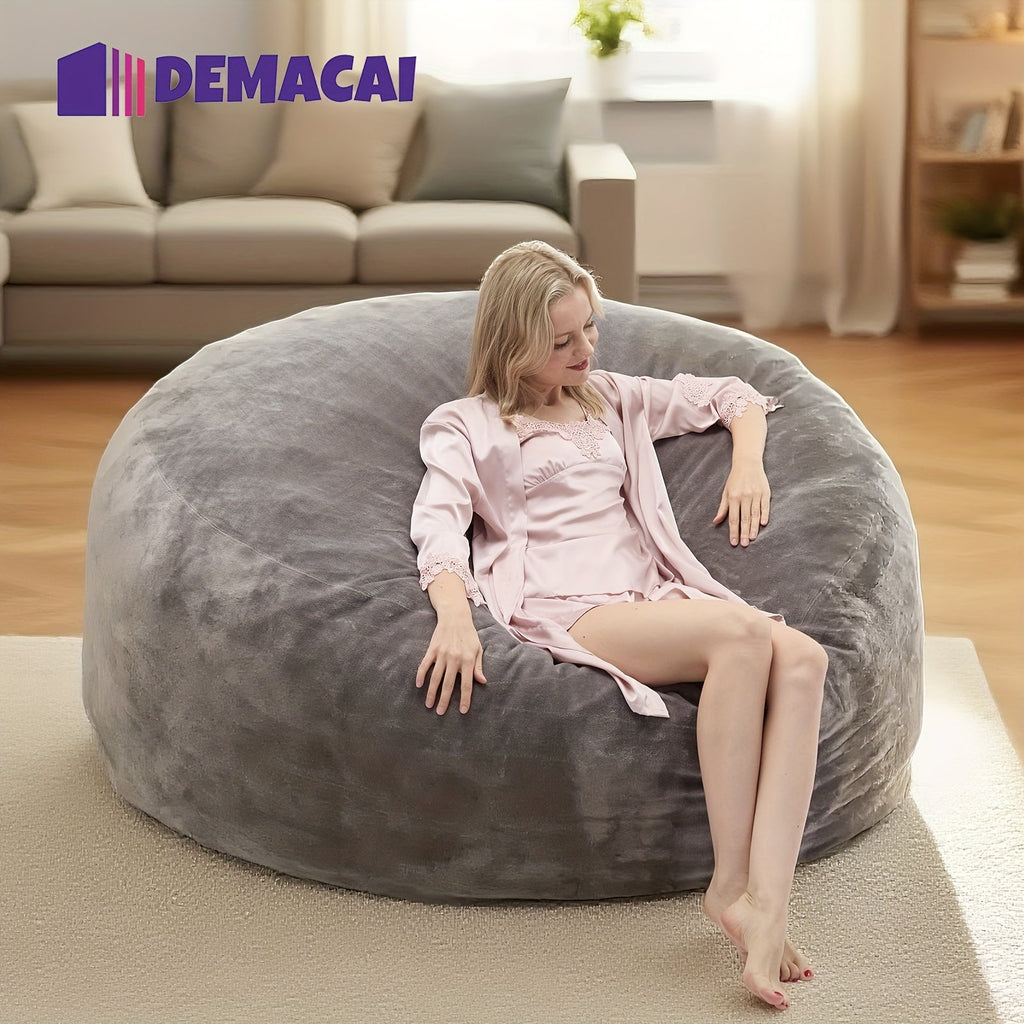 Bean Bag Chair shown in the Grey, 5FT(55"D x 55"W x 28"H) option