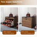 Shoe Cabinet, Furn Mivo 3-Layer Entryway Bench with Padded Top in Brown or Gray Finish Options