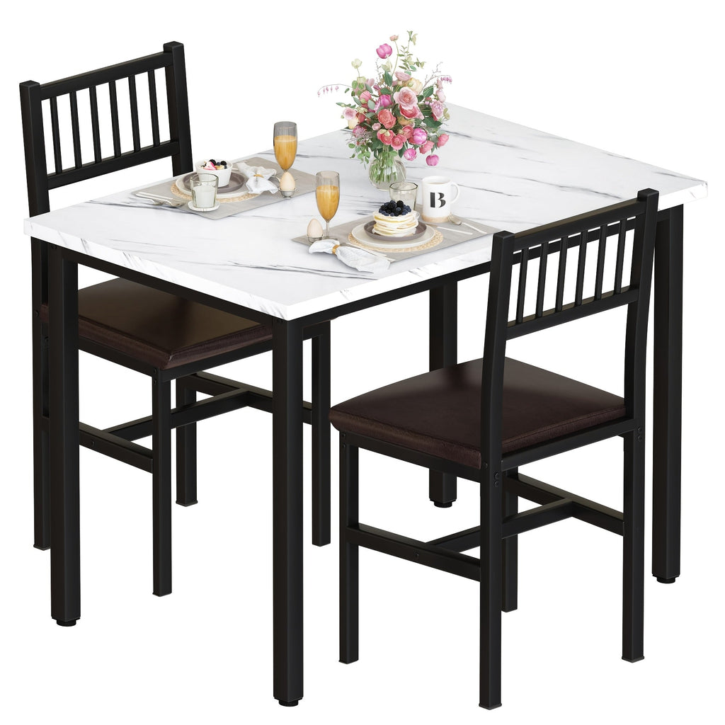 Three-Piece Dining Table Set with Rectangular Table, Two Ladder-Back Chairs and Three Finish Options