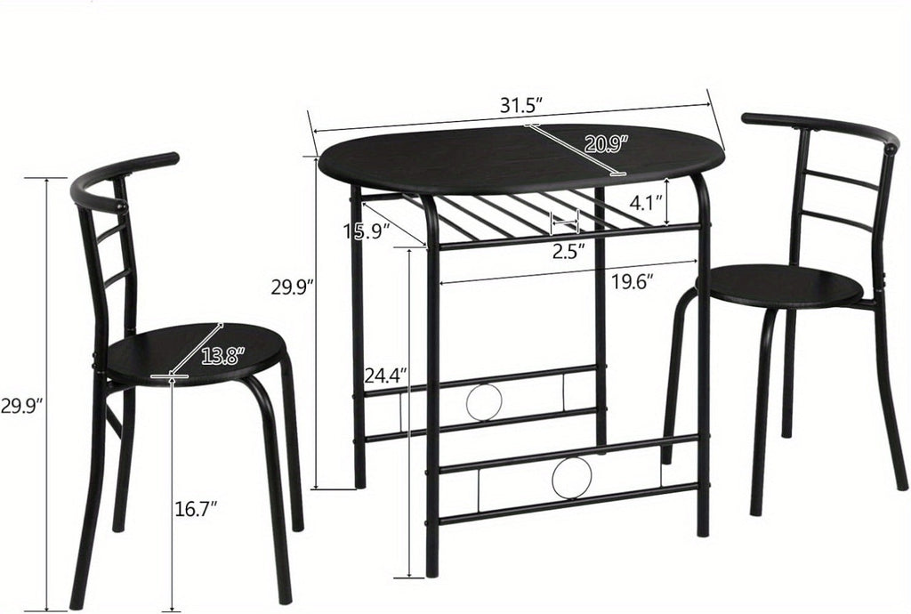 3-Piece Metal Dining Table Set with Two Chairs Included for Kitchen detail image - detail view 20