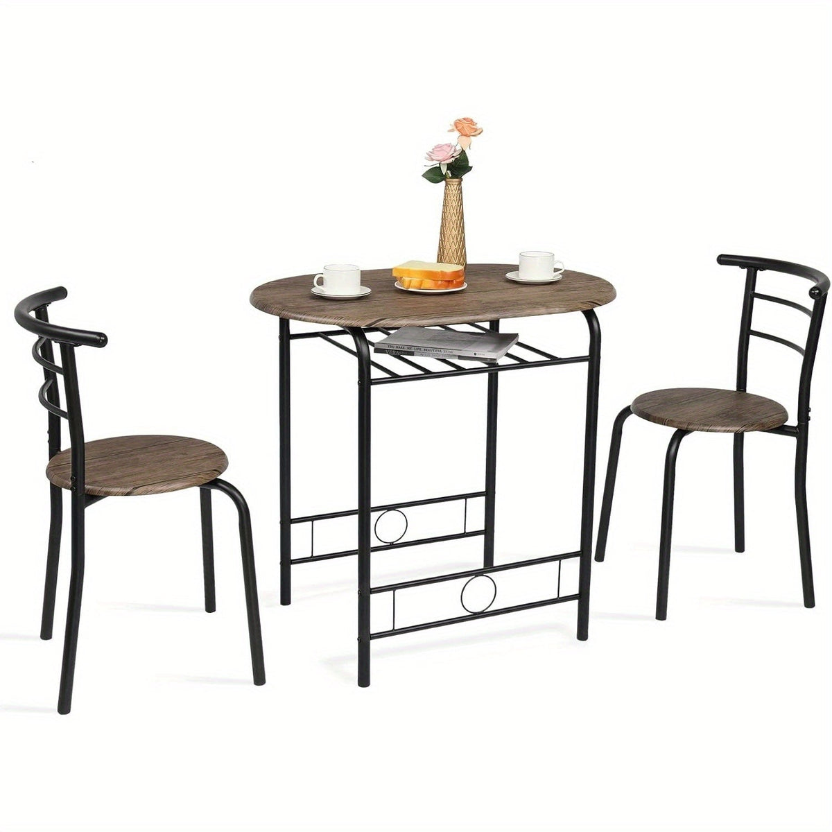 31.5-Inch Three-Piece Dining Table Set with Oval Table, Two Chairs and Seven Finish Options