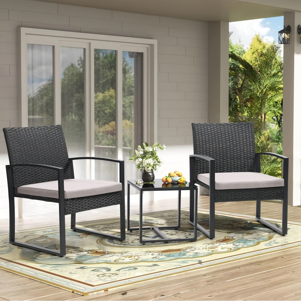 3-Piece Wicker Patio Bistro Set with Two Chairs Included for Practical Everyday Home Use detail image - detail view 8