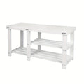 3-Tier Freestanding Shoe Bench with Solid Wood Construction and Open Shelves for Entryway